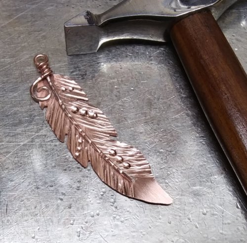 Judy Larson's Copper Feather Earrings - , Metalwork, Butane Torch, Soldering, Solder, copper feather earrings